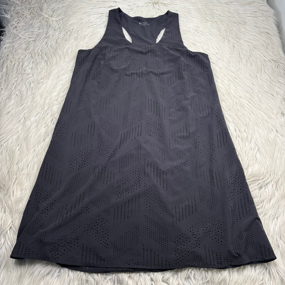 Athleta Women's M Black Perforated Brookfield Racerback Dress Swim Coverup